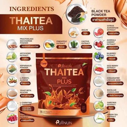 PUIINUN Thai Milk S Mix Plus Instant Thai Milk Tea Drink (15 Sachets)