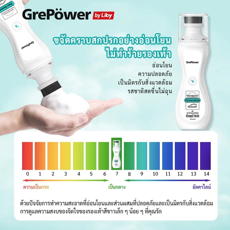 Grepower White Shoe Cleaner with Brush – No Rinse Formula 100 g