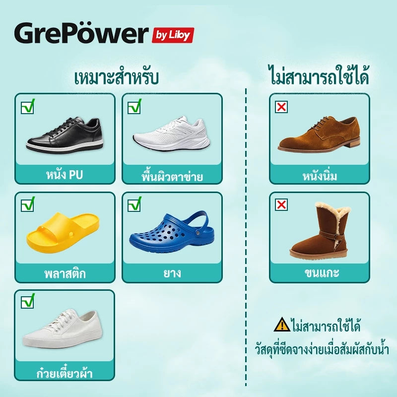 Grepower White Shoe Cleaner with Brush – No Rinse Formula 100 g