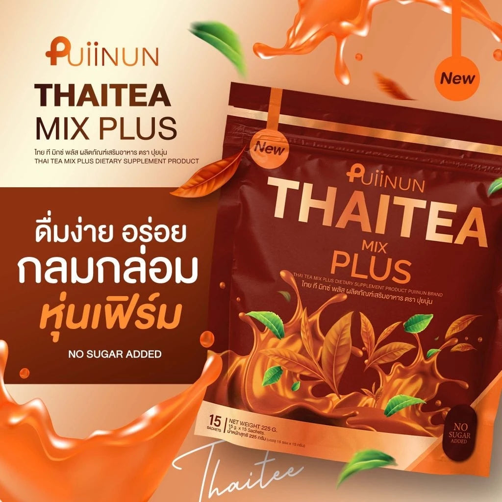 PUIINUN Thai Milk S Mix Plus Instant Thai Milk Tea Drink (15 Sachets)