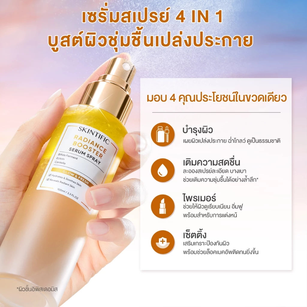 SKINTIFIC Radiance Booster Serum Spray – 3 in 1 Centella Essence 100 ml