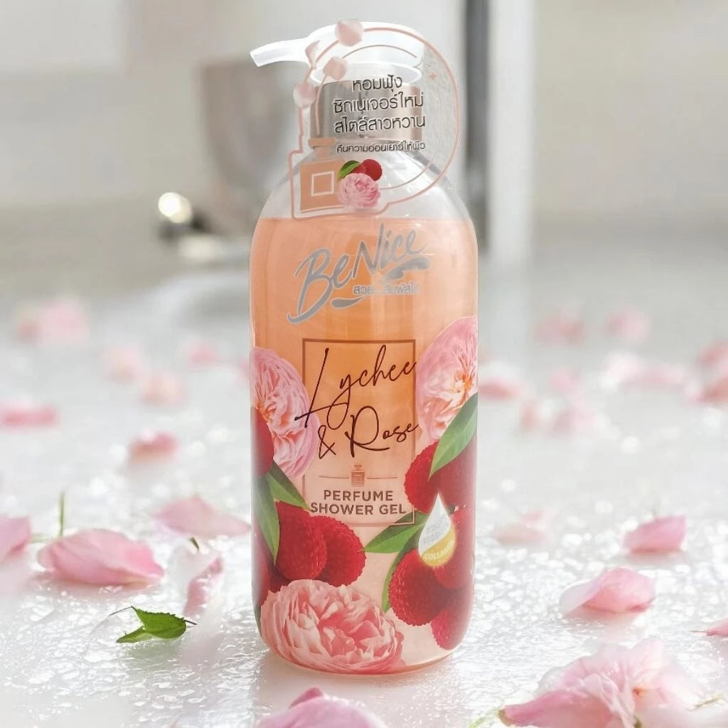 Benice Perfume Shower Gel Lychee & Rose – 450 ml